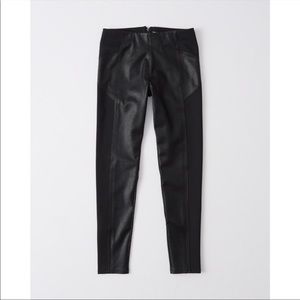 Faux leather panel leggings